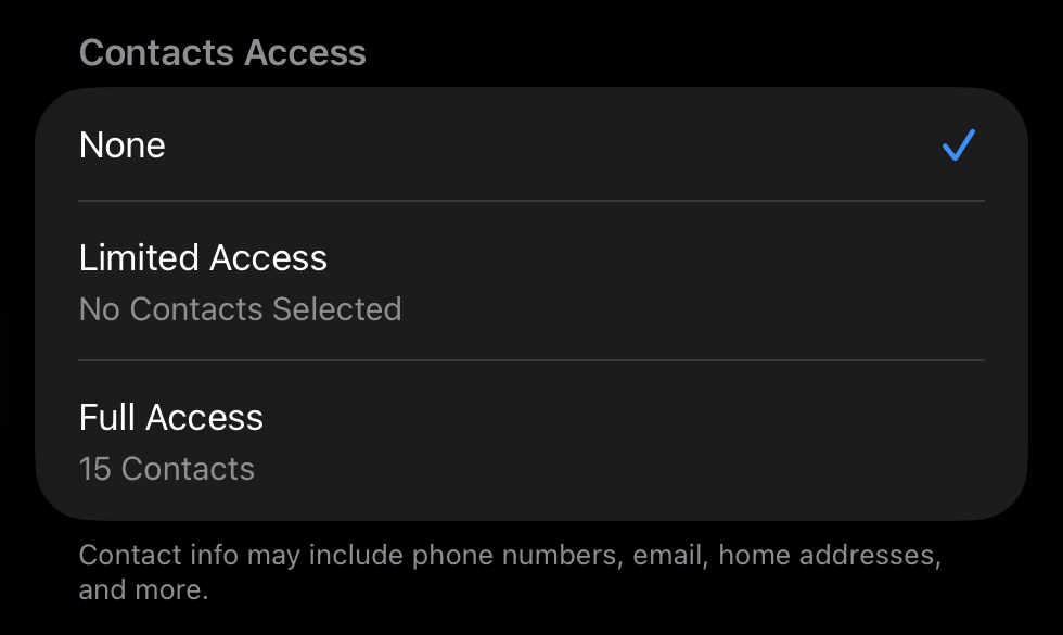 Permisos de Contacto